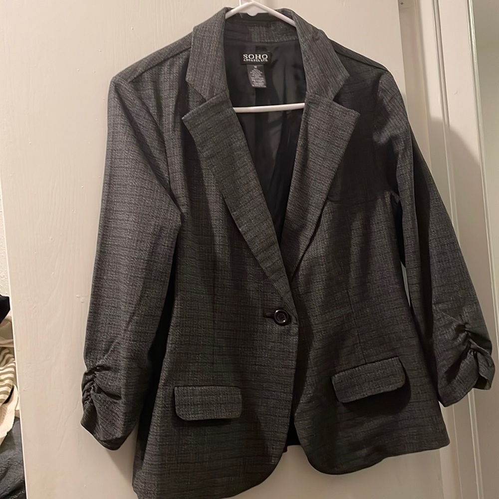 Soho Apparel Black and White 3/4 Sleeve Jacket